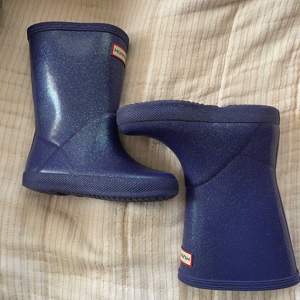 Hunter rain boots toddler size 7 sparkle purple blue